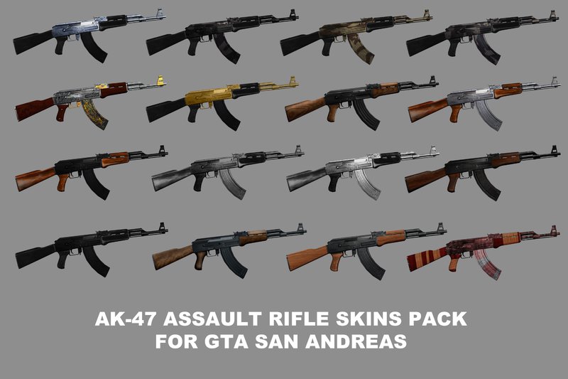 GTA San Andreas AK-47 Assault Rifle Skins Pack Mod - GTAinside.com
